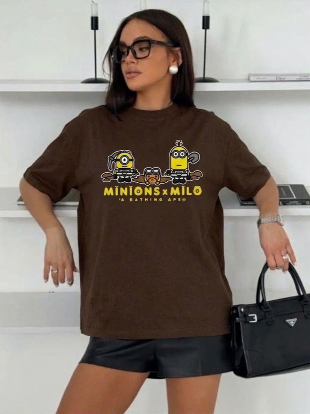 Bape Minions T-Shirt – Minions x Baby Milo Graphic Tee (Brown)